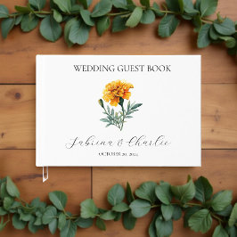 Yellow Marigold Elegant Floral Watercolor Wedding  ゲストブック