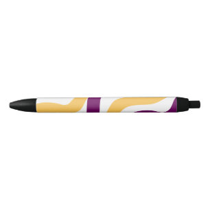 Yellow marron red curvy lines wavy pattern design 黒ボールペン