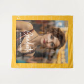 Yellow Math Handwritten Script Photo Graduation  タペストリー (正面(横))