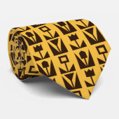 Yellow Men’s Tie with Abstract Geometric Flowers ネクタイ (ロール)