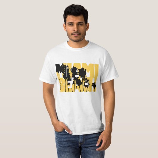 yellow miami beach fun tシャツ (正面フル)