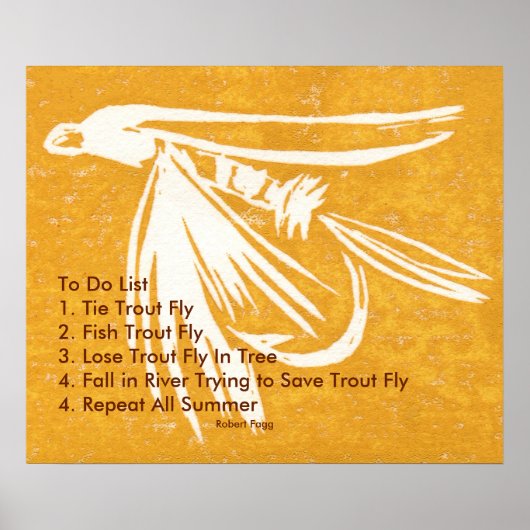 "Yellow Midge Trout Fly To Do List" Wet Fly Poster ポスター (正面)