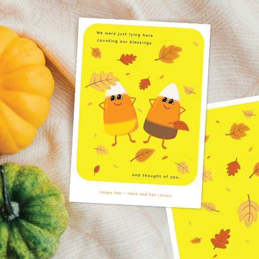 Yellow | Mixed Candy Corn Couple | Fall シーズンカード