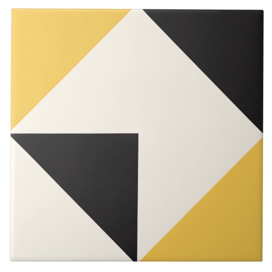 Yellow Modern Geometric Shape Pattern タイル (正面)
