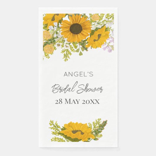 Yellow Modern Sunflowers Bouquet Bridal Shower (正面)