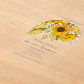 Yellow Modern Sunflowers Bouquet Bridal Shower  アクリル招待状 (レイダウン)