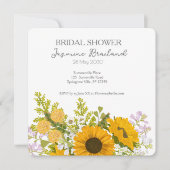 Yellow Modern Sunflowers Bouquet Bridal Shower  セーブザデート (正面)