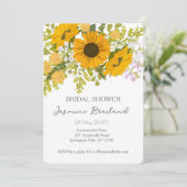 Yellow Modern Sunflowers Bouquet Bridal Shower  招待状 (スタンド正面)