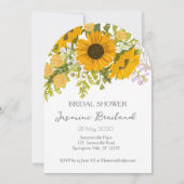 Yellow Modern Sunflowers Bouquet Bridal Shower  招待状 (正面)