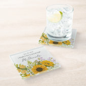 Yellow Modern Sunflowers Bouquet Wedding  ガラスコースター (アングル)