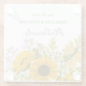 Yellow Modern Sunflowers Bouquet Wedding  ガラスコースター (裏面)