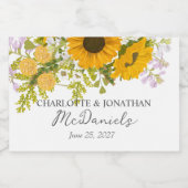 Yellow Modern Sunflowers Bouquet Wedding  スパークリングワインラベル (シングルラベル)