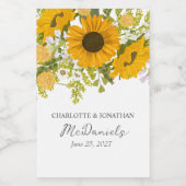 Yellow Modern Sunflowers Bouquet Wedding  フードラベル (シングルラベル)