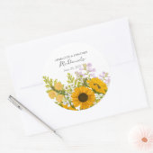 Yellow Modern Sunflowers Bouquet Wedding  ラウンドシール (封筒)