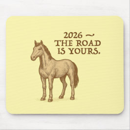 Yellow Mouse Pad with motivational text and horse マウスパッド