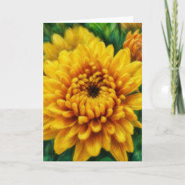 Yellow Mum Flower Floral Art Blank Card カード