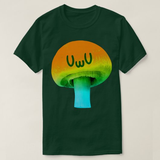 Yellow Mushroom  Anime UWU Face  Trippy Psychedeli Tシャツ (デザイン正面)