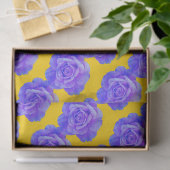 Yellow Navy Blue Floral Patterns Flowers Roses 薄葉紙 (ギフト)