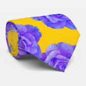 Yellow Navy Blue Floral Rose Classy Gift Favor ネクタイ (ロール)