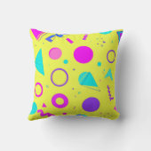 Yellow Neon Memphis Geometric 80s Design クッション (裏面)