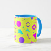 Yellow Neon Memphis Geometric 80s Design マグカップ (正面右)
