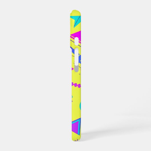 Yellow Neon Memphis Geometric 80s Design iPhone 16ケース (左側面)