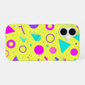 Yellow Neon Memphis Geometric 80s Design iPhone 16ケース (裏面横)