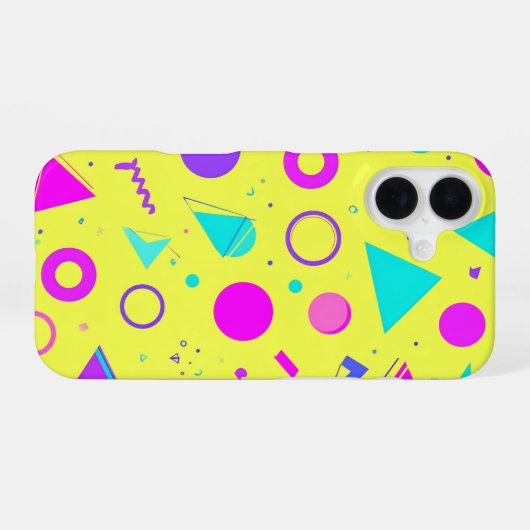 Yellow Neon Memphis Geometric 80s Design iPhone 16ケース (裏面横)