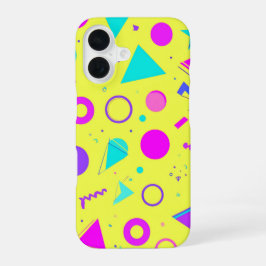 Yellow Neon Memphis Geometric 80s Design iPhone 16ケース
