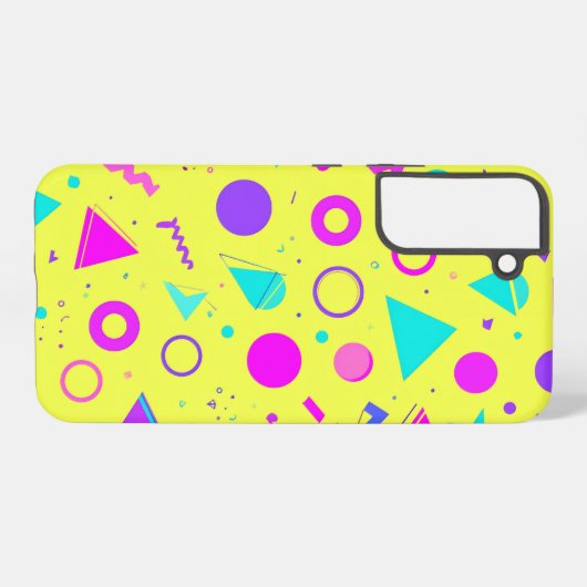 Yellow Neon Memphis Geometric 80s Design Samsung Galaxyケース (裏面横)