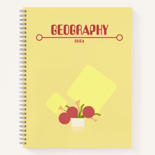 Yellow Notebook with red geometric flowers  ノートブック (正面)