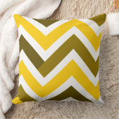 Yellow Olive Chevron Geometric Pattern クッション (ブランケット)