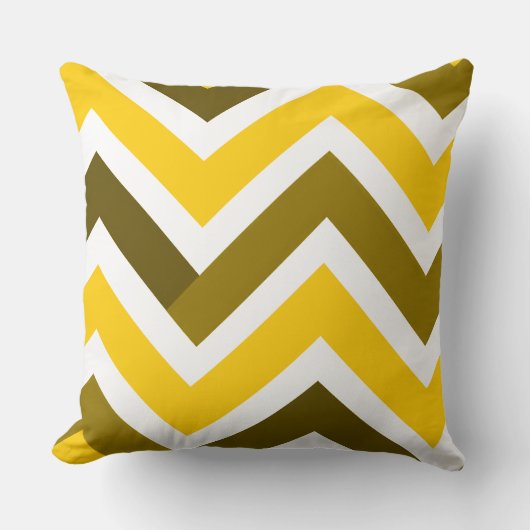 Yellow Olive Chevron Geometric Pattern クッション (正面)