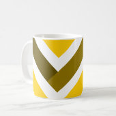Yellow Olive Chevron Geometric Pattern コーヒーマグカップ (正面左)