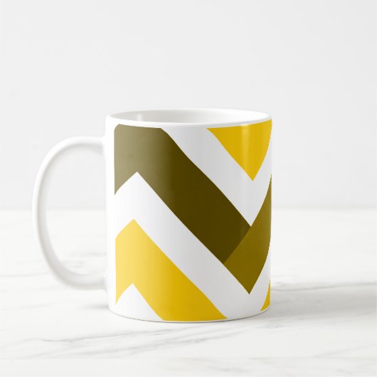 Yellow Olive Chevron Geometric Pattern コーヒーマグカップ (左)