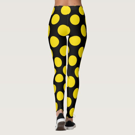 Yellow on Black Polka Dot Leggings レギンス (裏面)