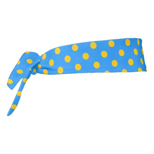 Yellow On Blue Polka Dots Pattern Design タイヘッドバンド (回転270)