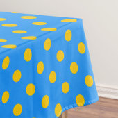 Yellow On Blue Polka Dots Pattern Design テーブルクロス
