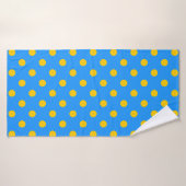 Yellow On Blue Polka Dots Pattern Design バスタオル (バスタオル)