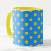 Yellow On Blue Polka Dots Pattern Design マグカップ