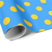 Yellow On Blue Polka Dots Pattern Design ラッピングペーパー (ロールコーナー)