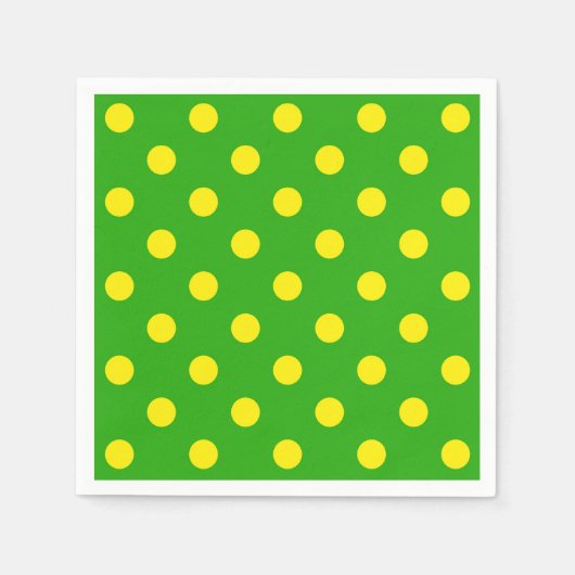 Yellow On Green Polka Dots Pattern Design スタンダードカクテルナプキン (正面)