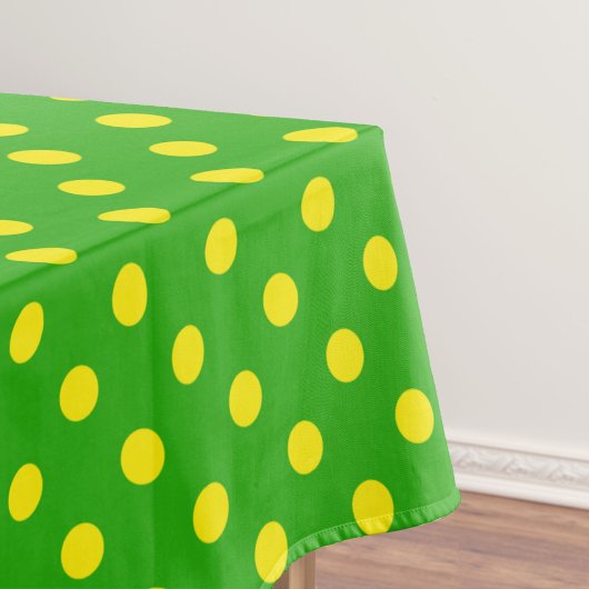 Yellow On Green Polka Dots Pattern Design テーブルクロス