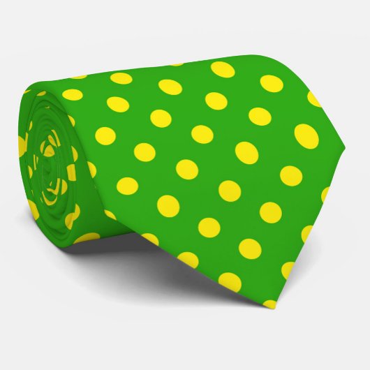 Yellow On Green Polka Dots Pattern Design  ネクタイ