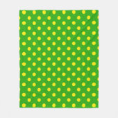 Yellow On Green Polka Dots Pattern Design  フリースブランケット (正面)