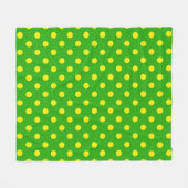 Yellow On Green Polka Dots Pattern Design  フリースブランケット (正面(横))