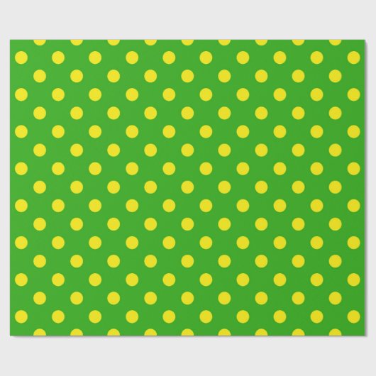 Yellow On Green Polka Dots Pattern Design  ラッピングペーパー (フラット)