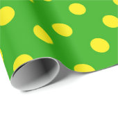 Yellow On Green Polka Dots Pattern Design  ラッピングペーパー (ロールコーナー)