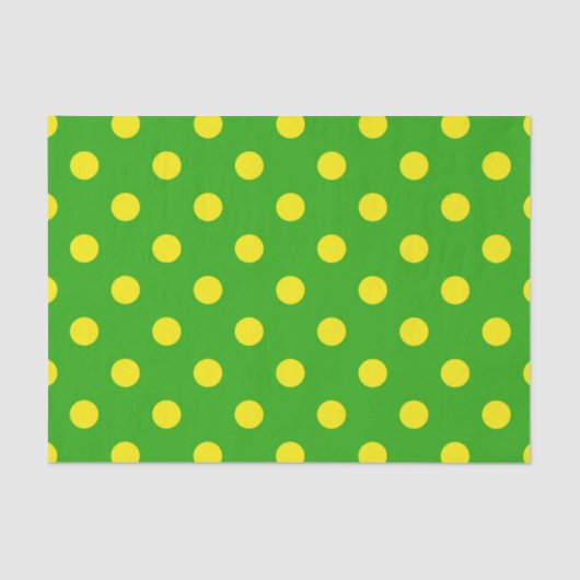 Yellow On Green Polka Dots Pattern Design  薄葉紙 (正面)