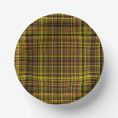 Yellow Orange Black Plaid Pattern ペーパーボウル (正面)